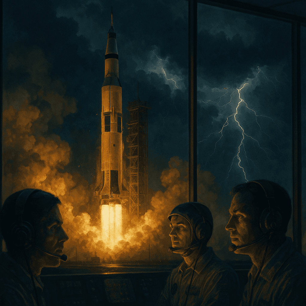 Apollo 12 astronauts on the lunar surface