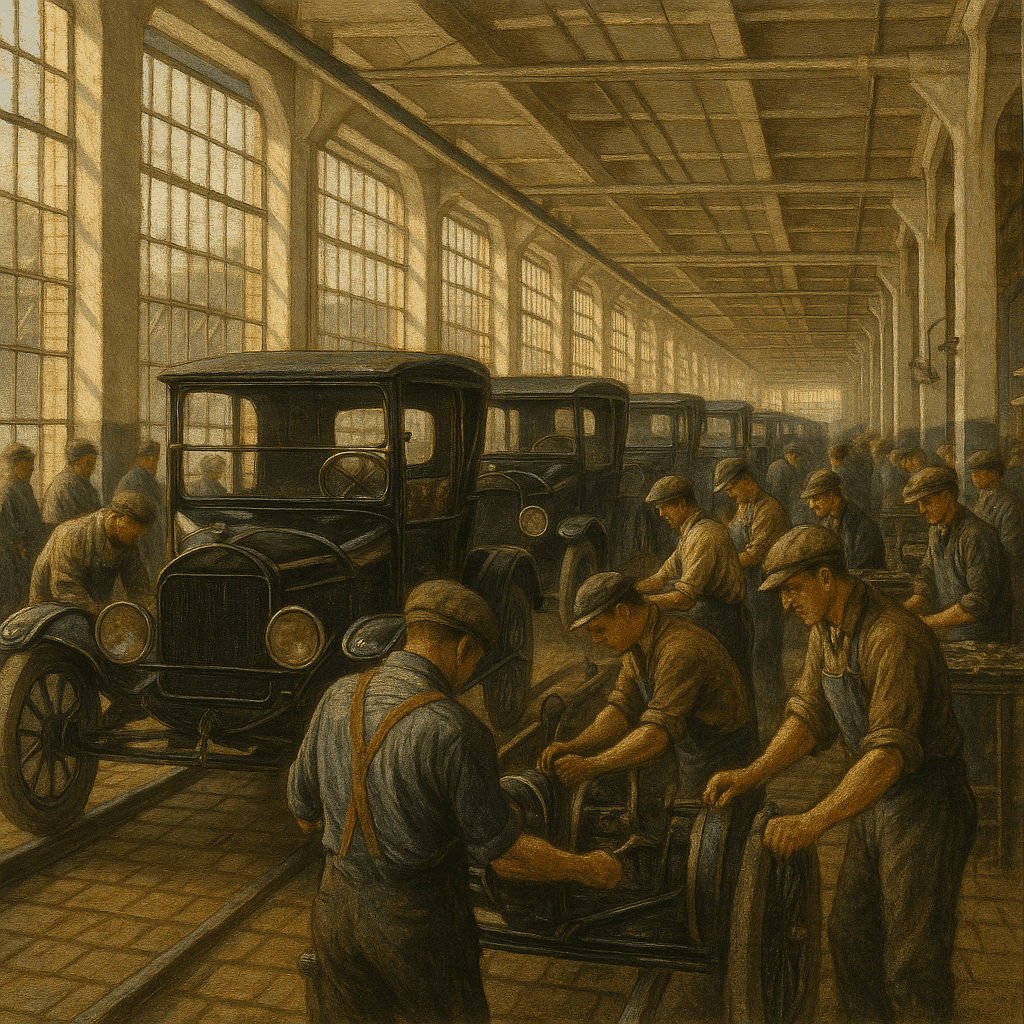 Ford's moving assembly line at Highland Park plant